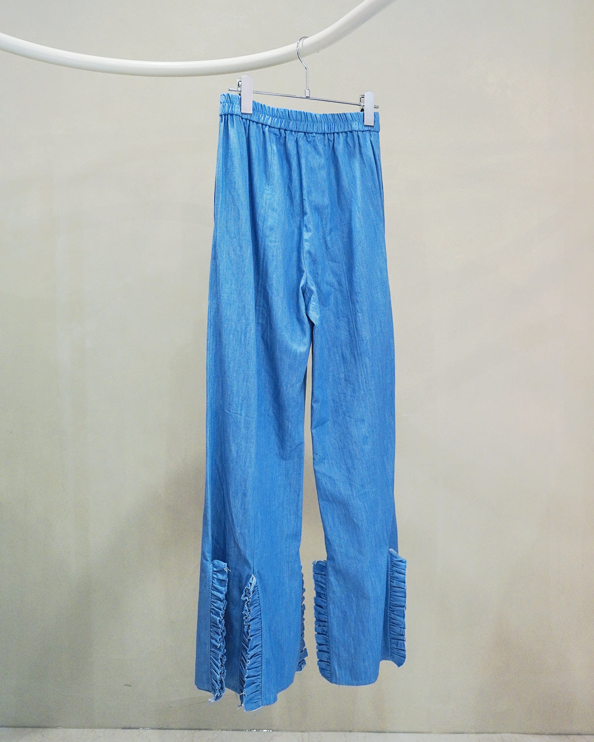 chambray frill pants
