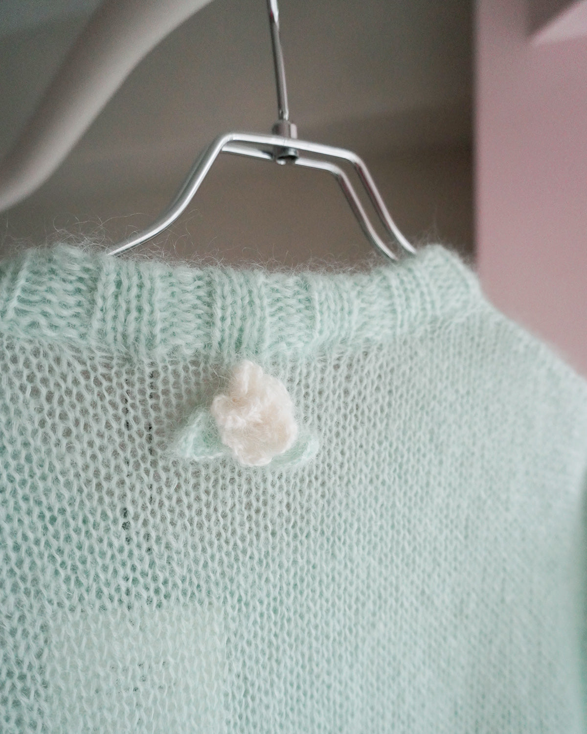 Hand Knit Rose Canvas Sweater