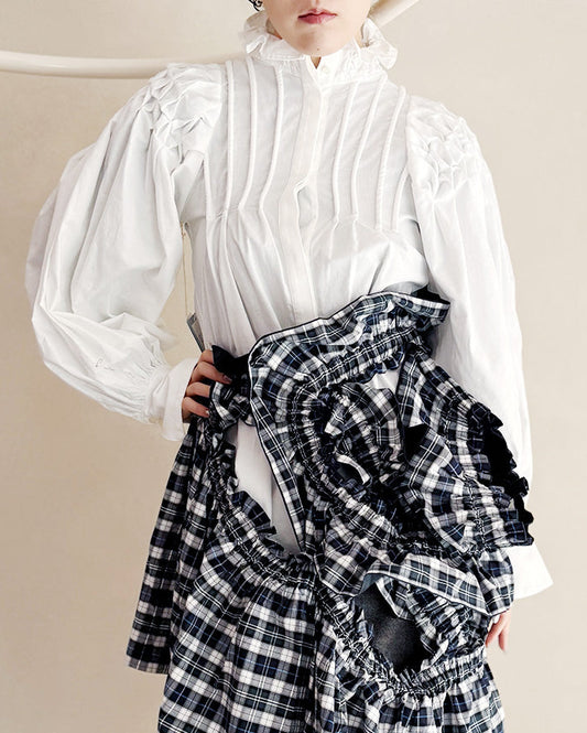 Standneck tuck shirt jacket