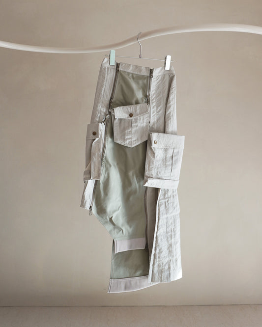 Military shrink pleats skirt Greige