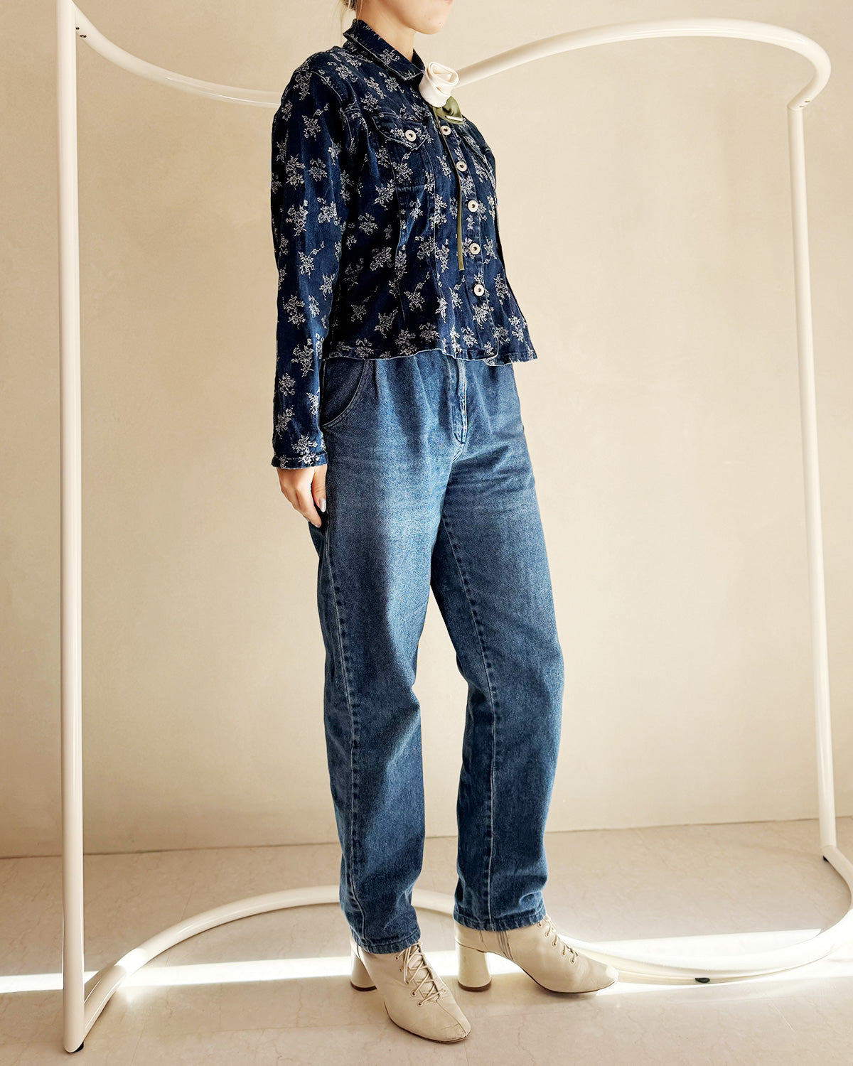 フラワーデニムジャケット