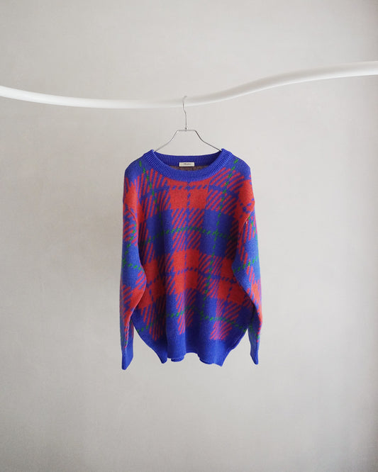 チェック柄ニットプルオーバー