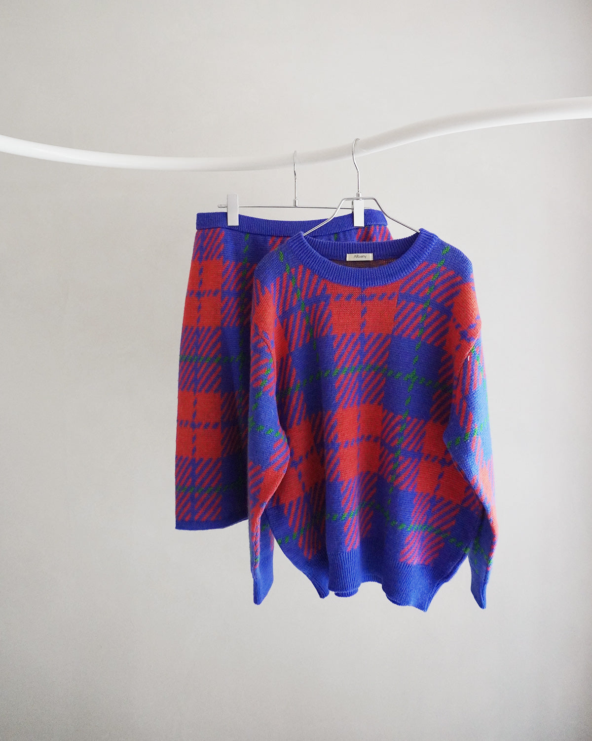 チェック柄ニットプルオーバー