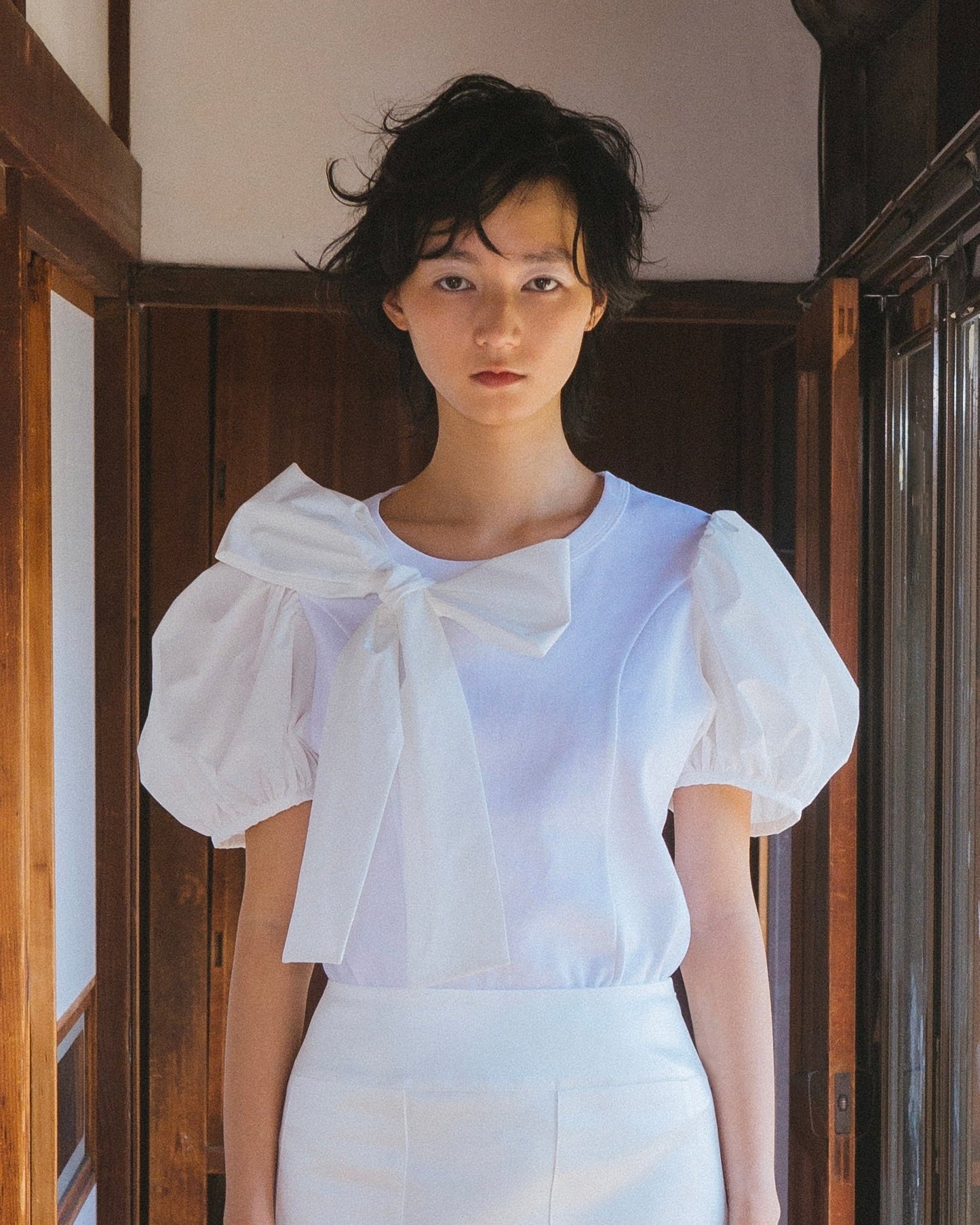 ribbon puff sleeve tshirts