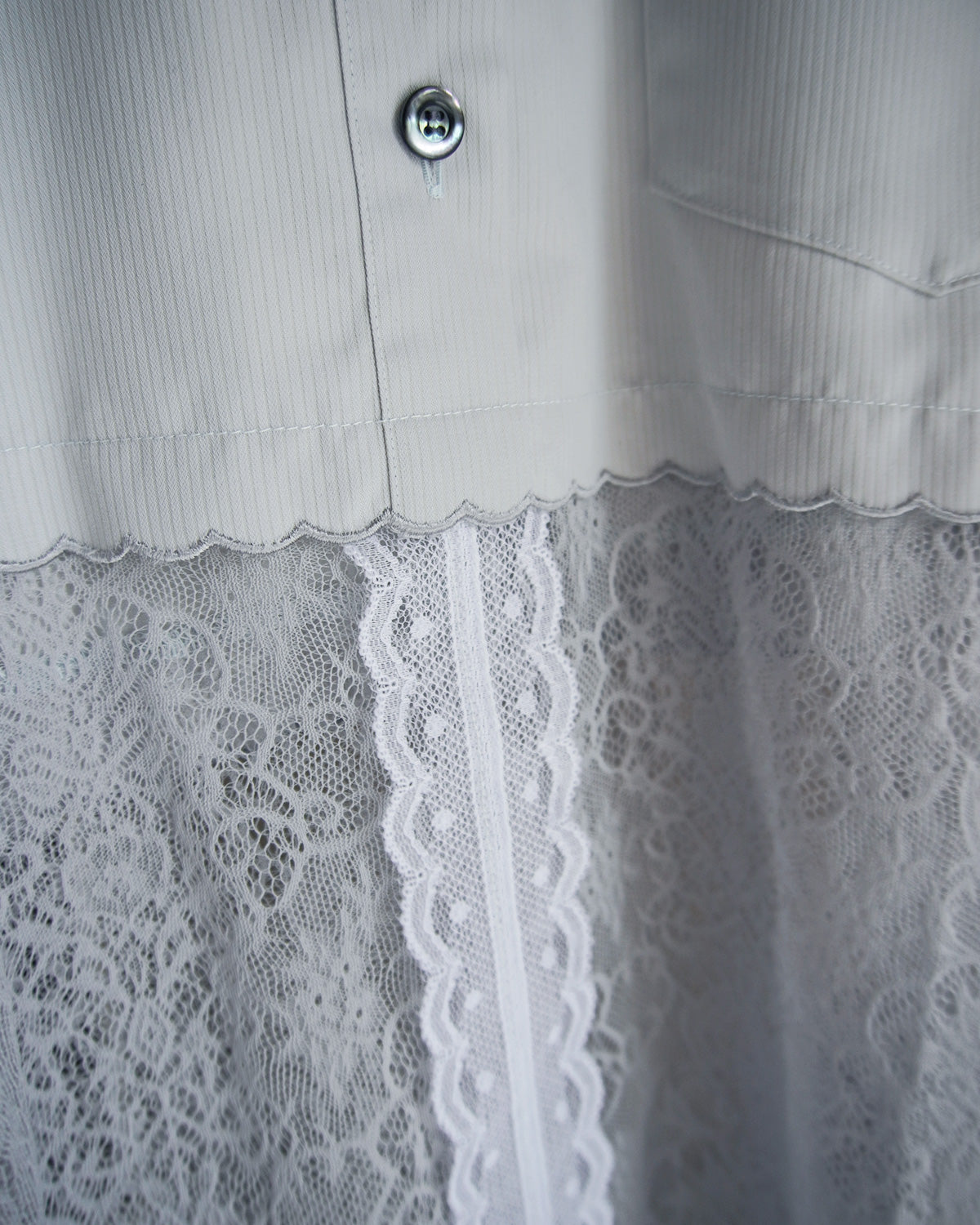 Lace-Paneled Striped Shirt