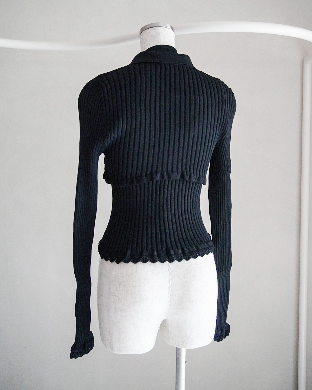 Ribbed polo bolero knit set