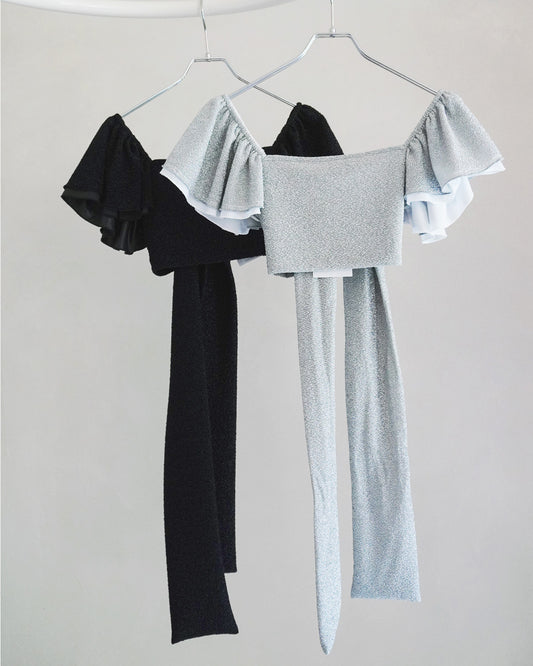 Lame ribbon cardigan