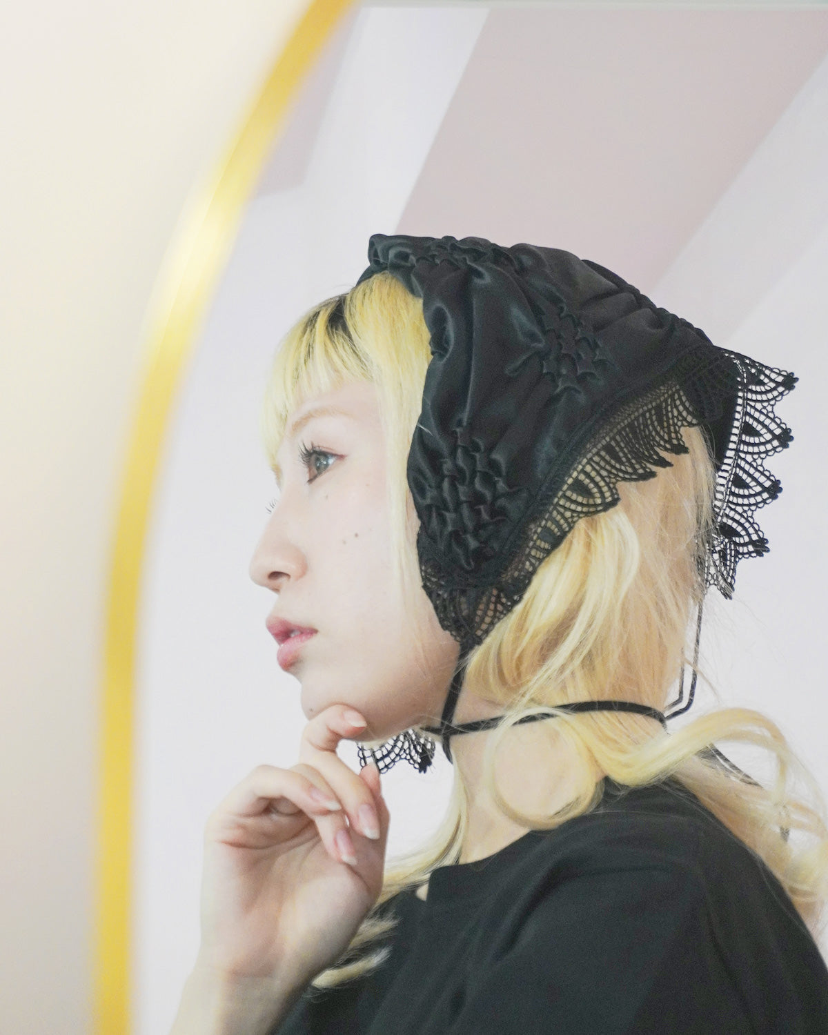 Smocking veil bustier Black