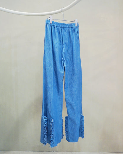 chambray frill pants