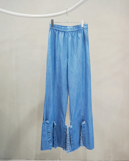 chambray frill pants