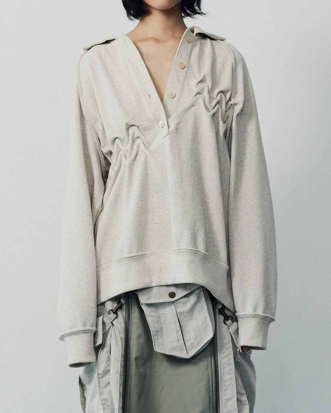 Raw edge loose polo Beige