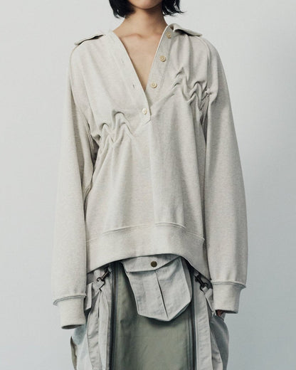 Raw edge loose polo Beige