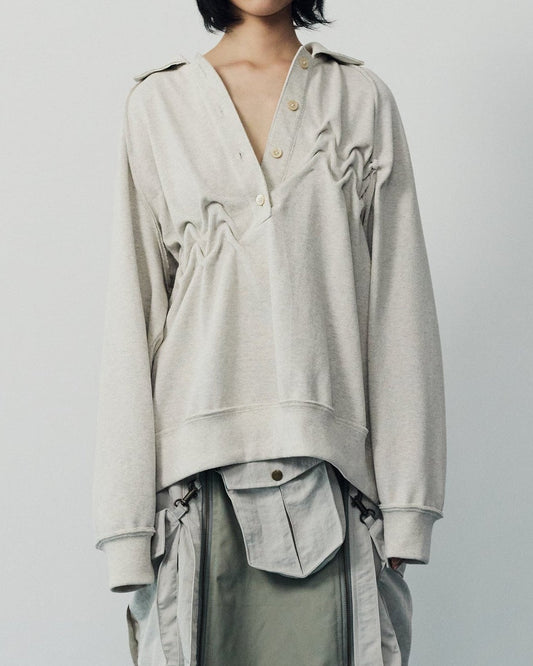 Raw edge loose polo Beige