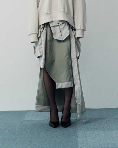 Military shrink pleats skirt Greige