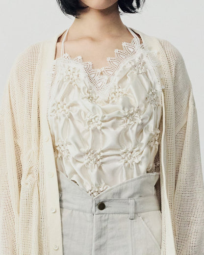 Smocking veil bustier White