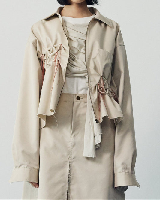 Zip shirt jacket Beige