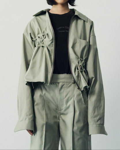 Zip shirt jacket Green