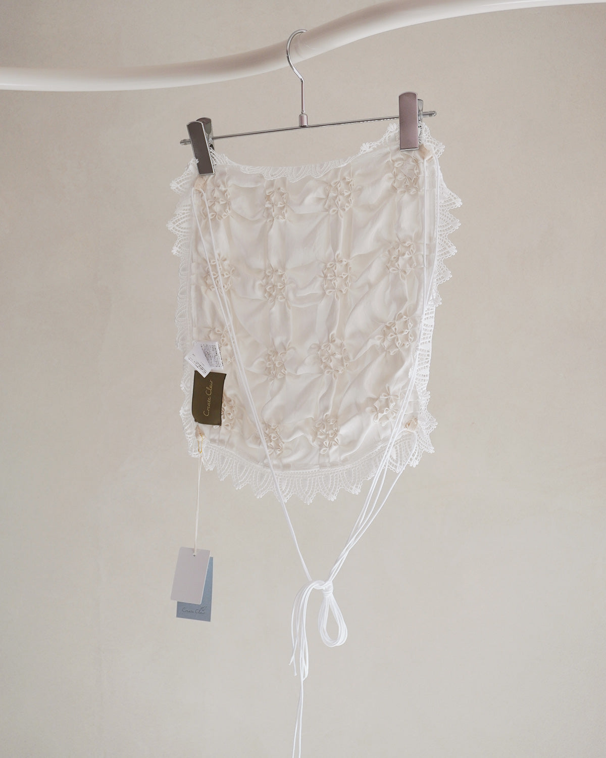 Smocking veil bustier White