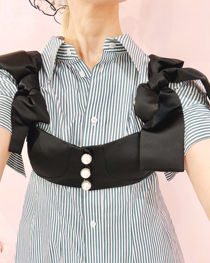 satin ribbon pearl bustier