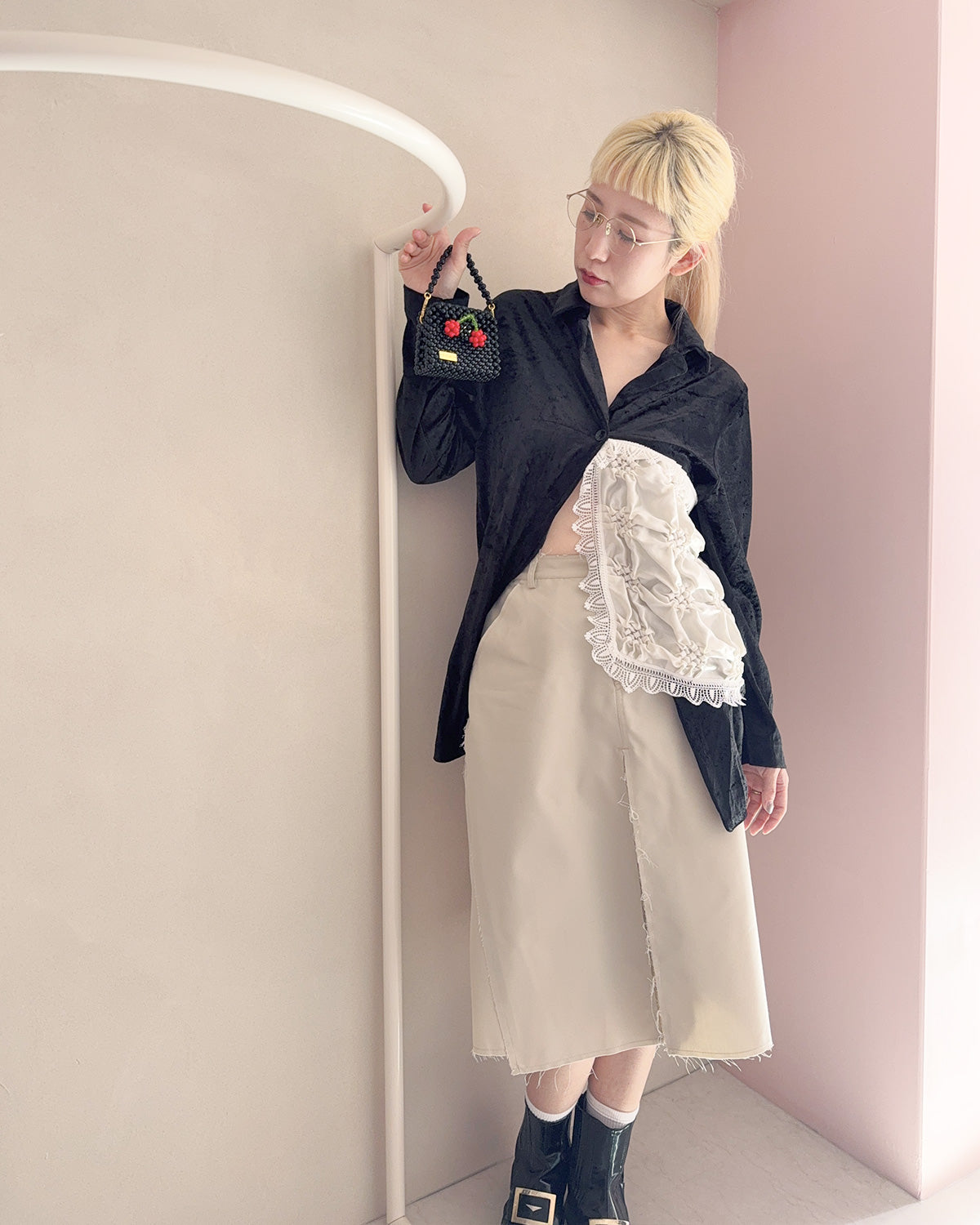 Smocking veil bustier White
