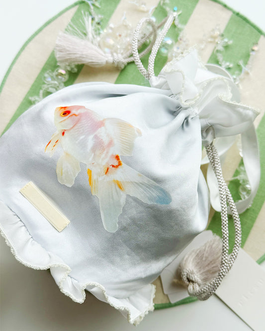 Goldfish Bowl Draw String Bag White Goldfish