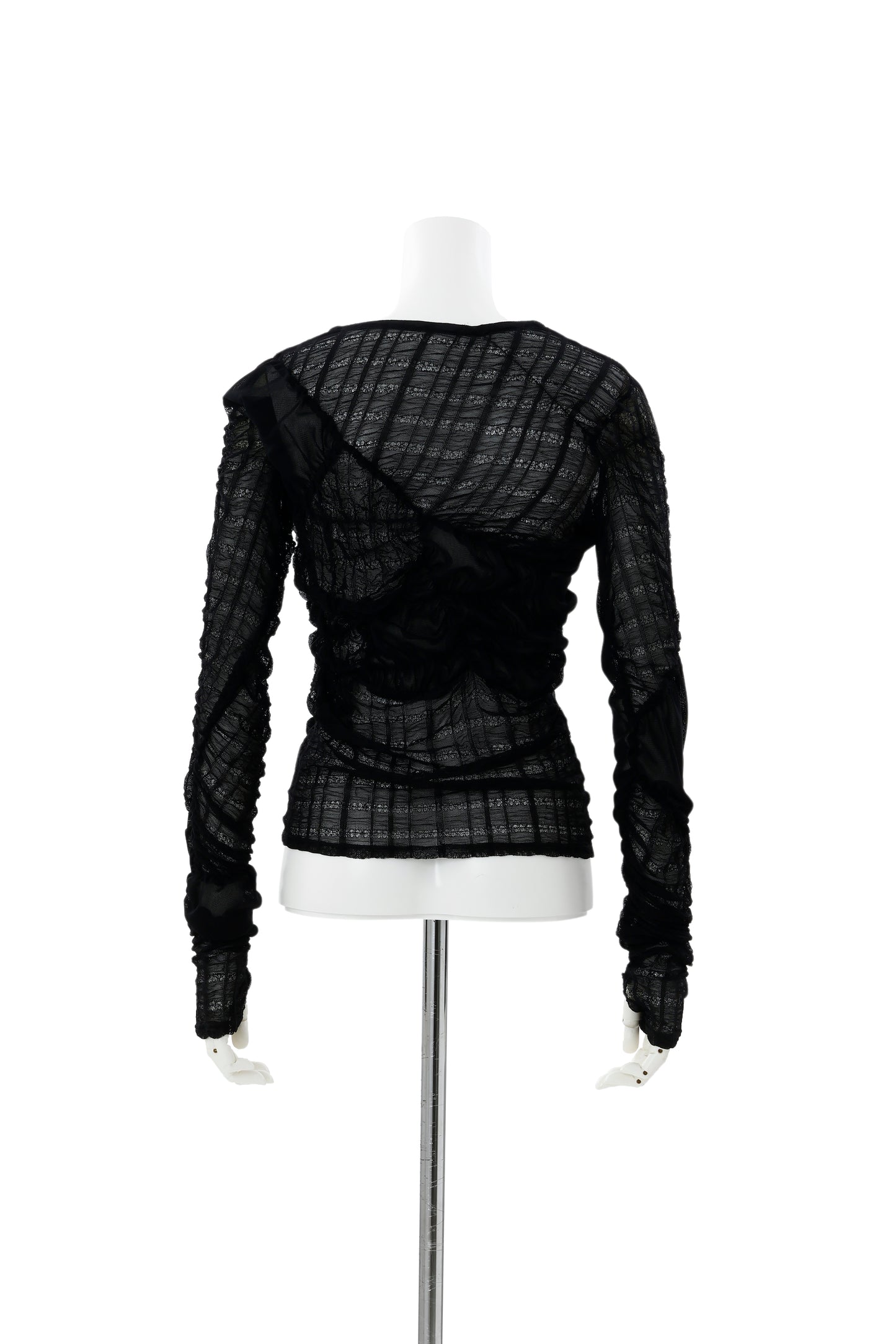 Square neck shirring pullover