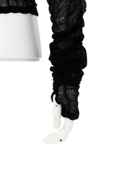 Square neck shirring pullover