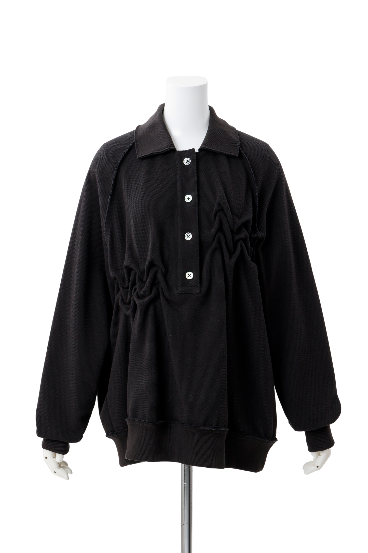 Raw edge loose polo Black