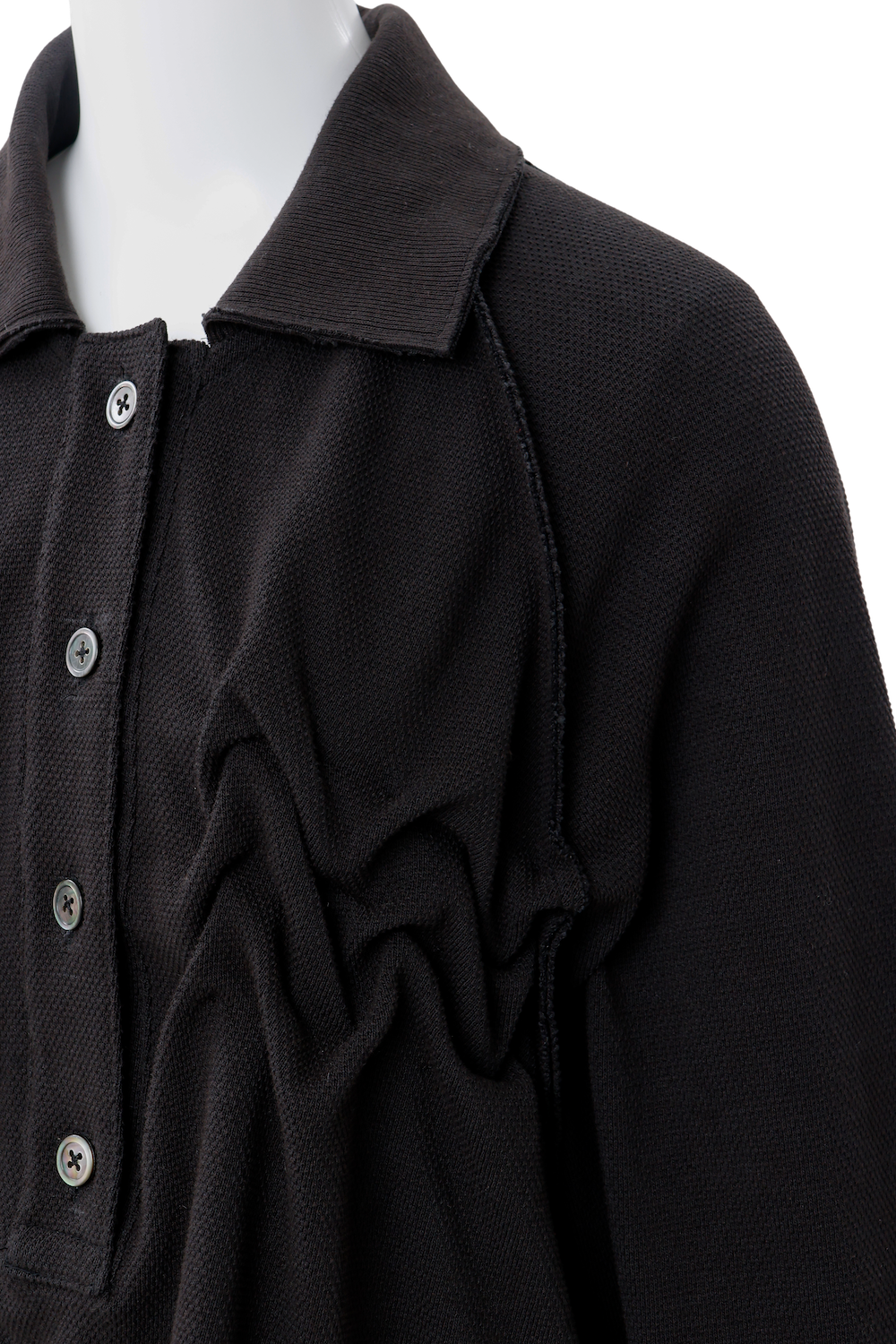 Raw edge loose polo Black