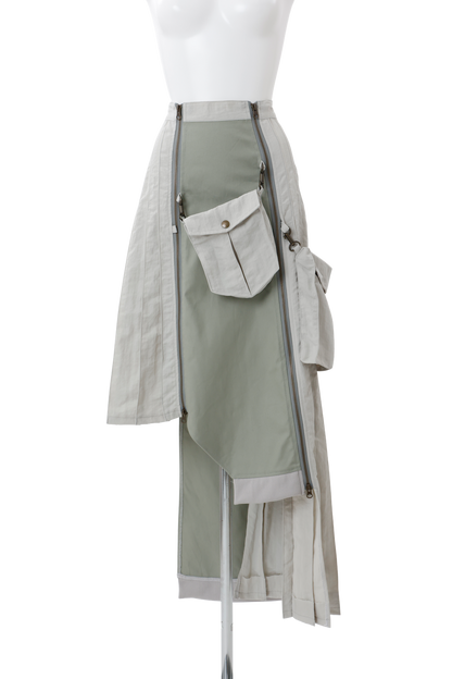 Military shrink pleats skirt Greige