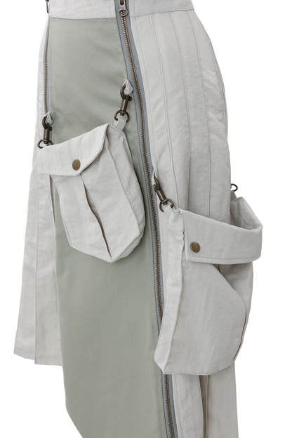 Military shrink pleats skirt Greige