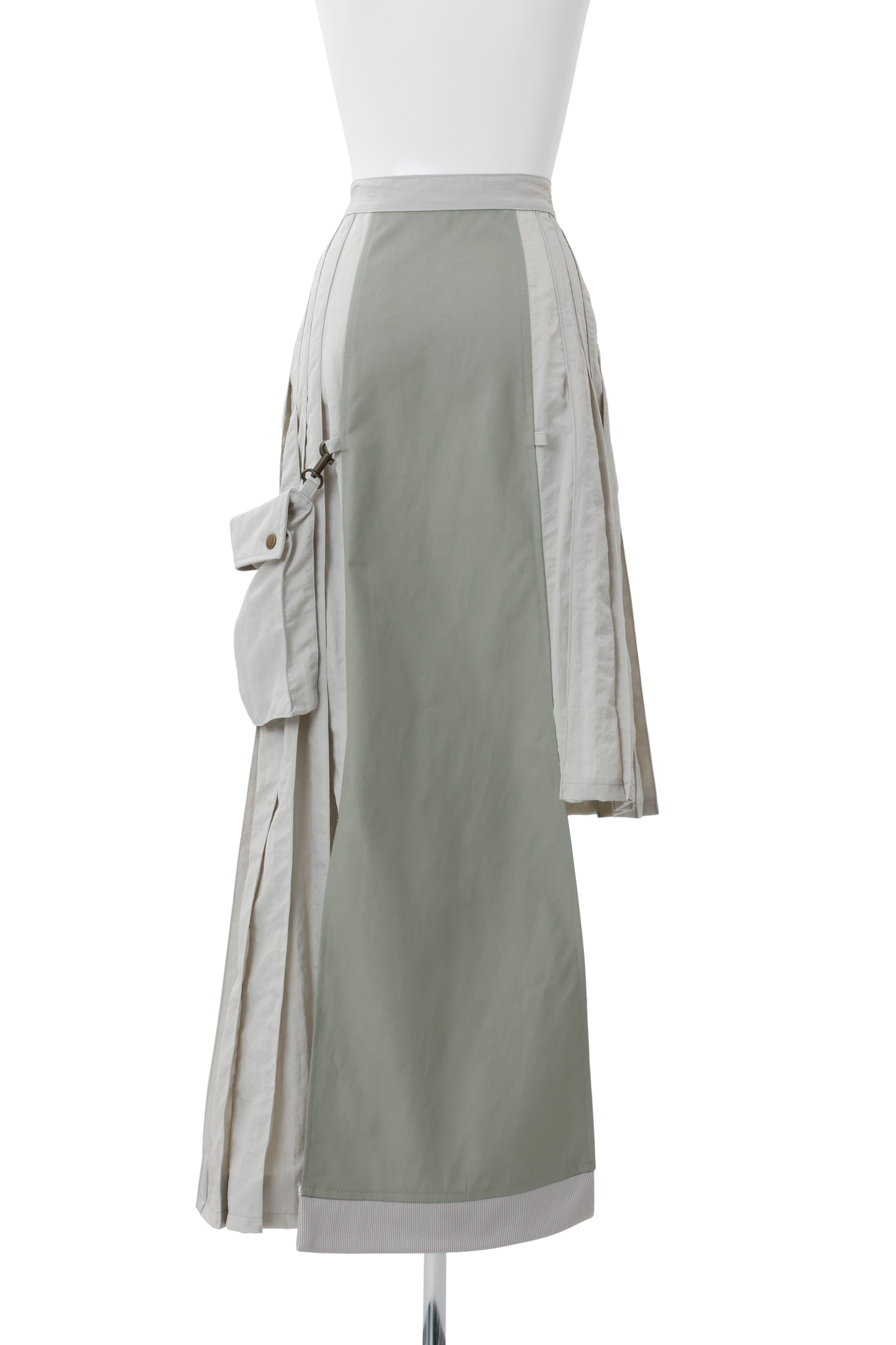 Military shrink pleats skirt Greige
