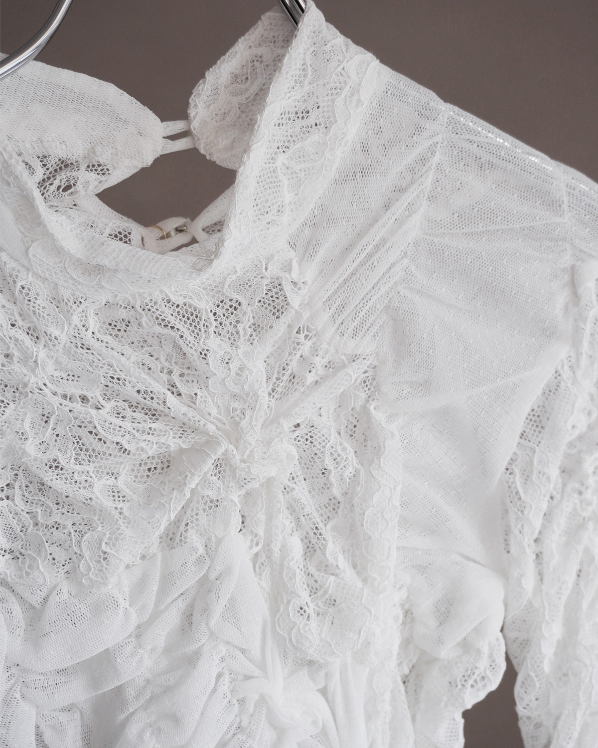 Stand neck shirring pullover