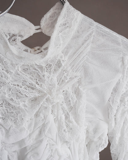 Stand neck shirring pullover