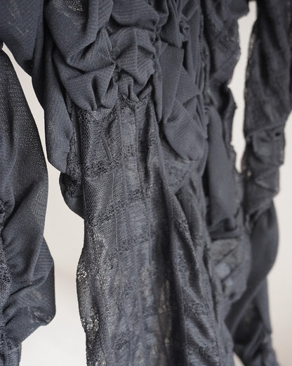 Square neck shirring pullover