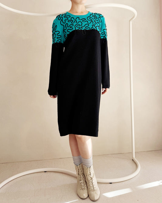 コード刺繍ニットワンピース【used】