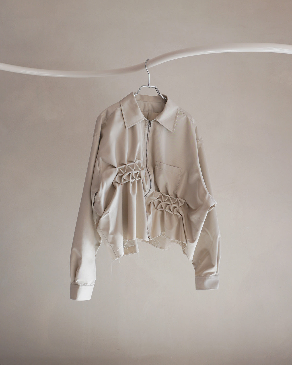 Zip shirt jacket Beige