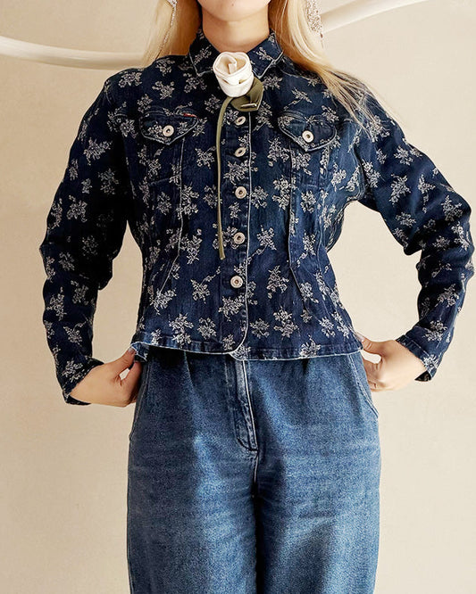 フラワーデニムジャケット