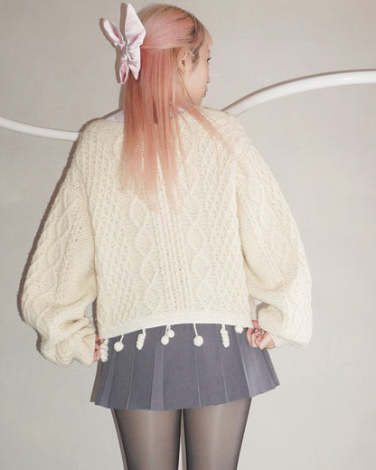 cardigan with pompom（remake knit）