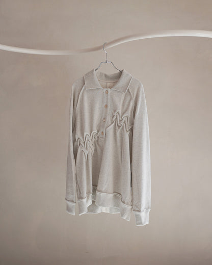 Raw edge loose polo Beige