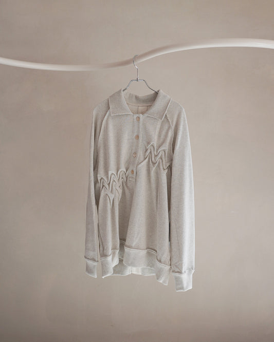 Raw edge loose polo Beige