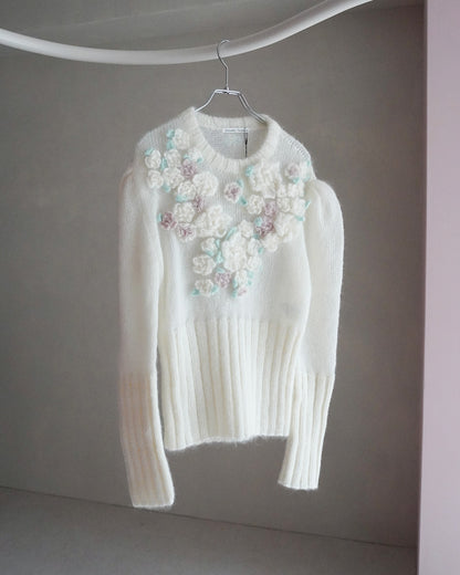 Hand Knit Rose Canvas Sweater