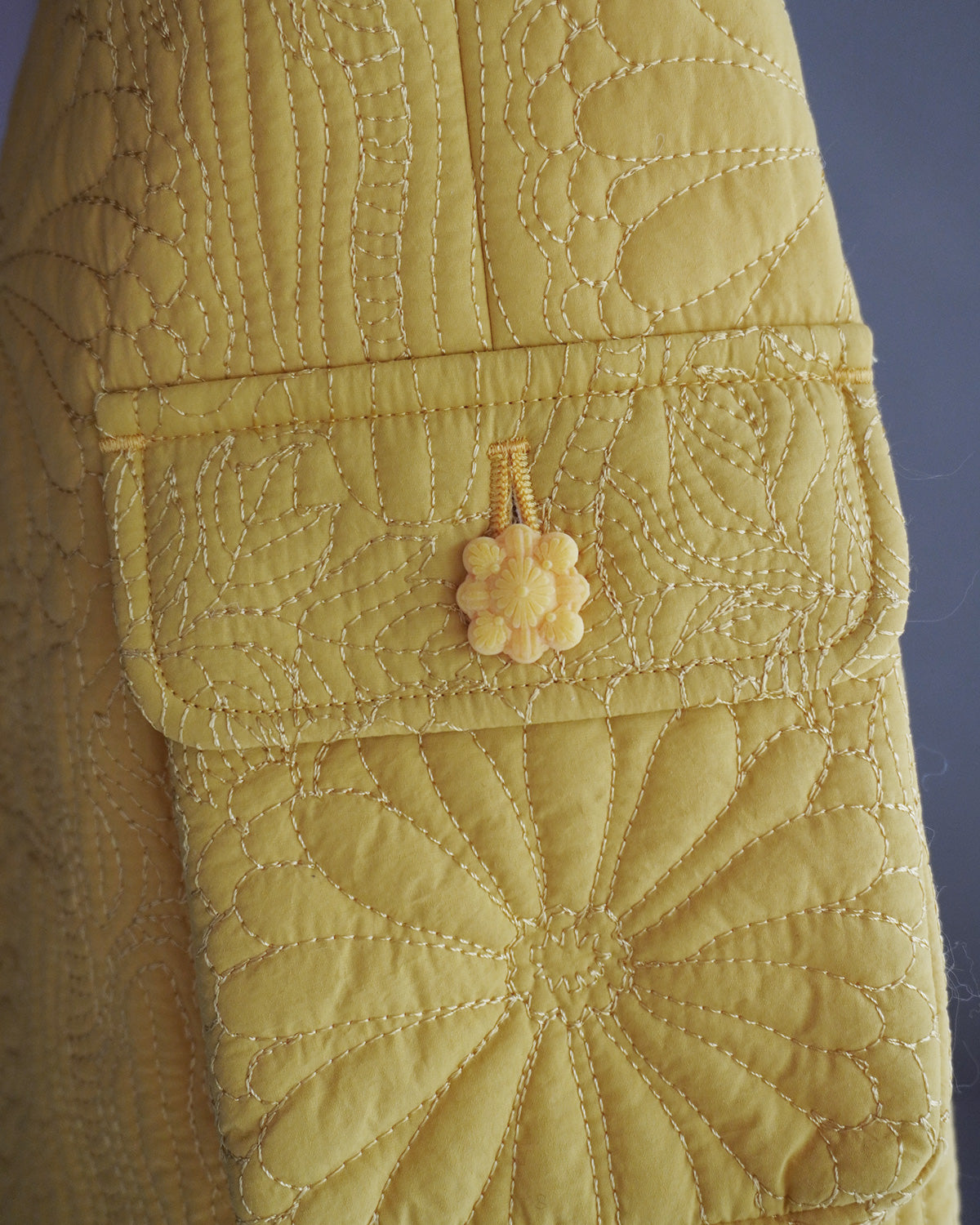 KIKU quilted cropped jacket yellow