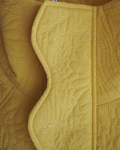 KIKU quilted cropped jacket yellow