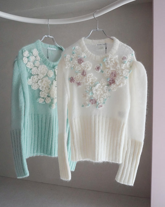 Hand Knit Rose Canvas Sweater