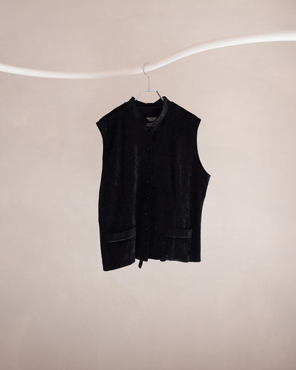 スタンドカラーベロアベスト
