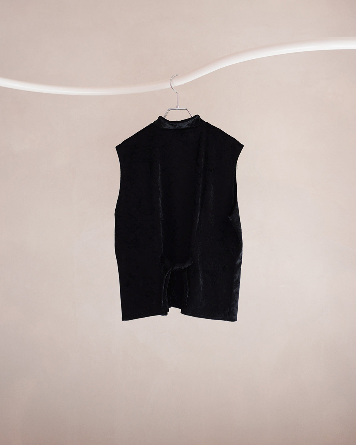 スタンドカラーベロアベスト