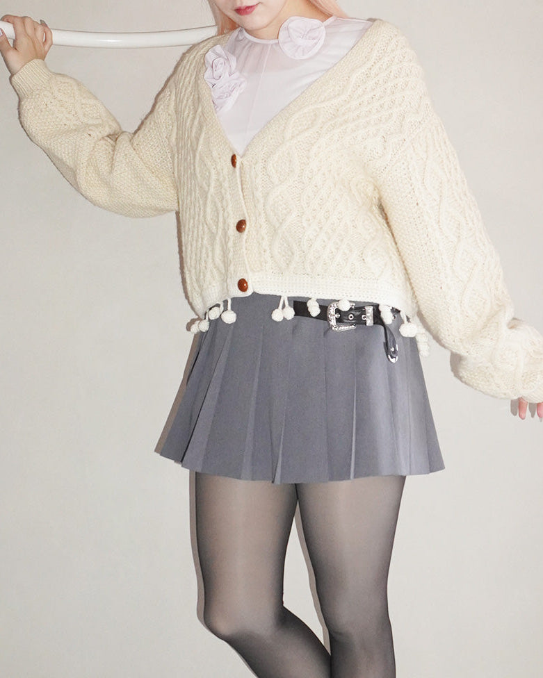 cardigan with pompom（remake knit）