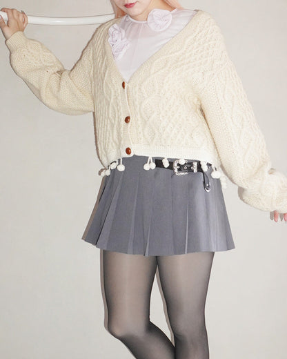 cardigan with pompom（remake knit）