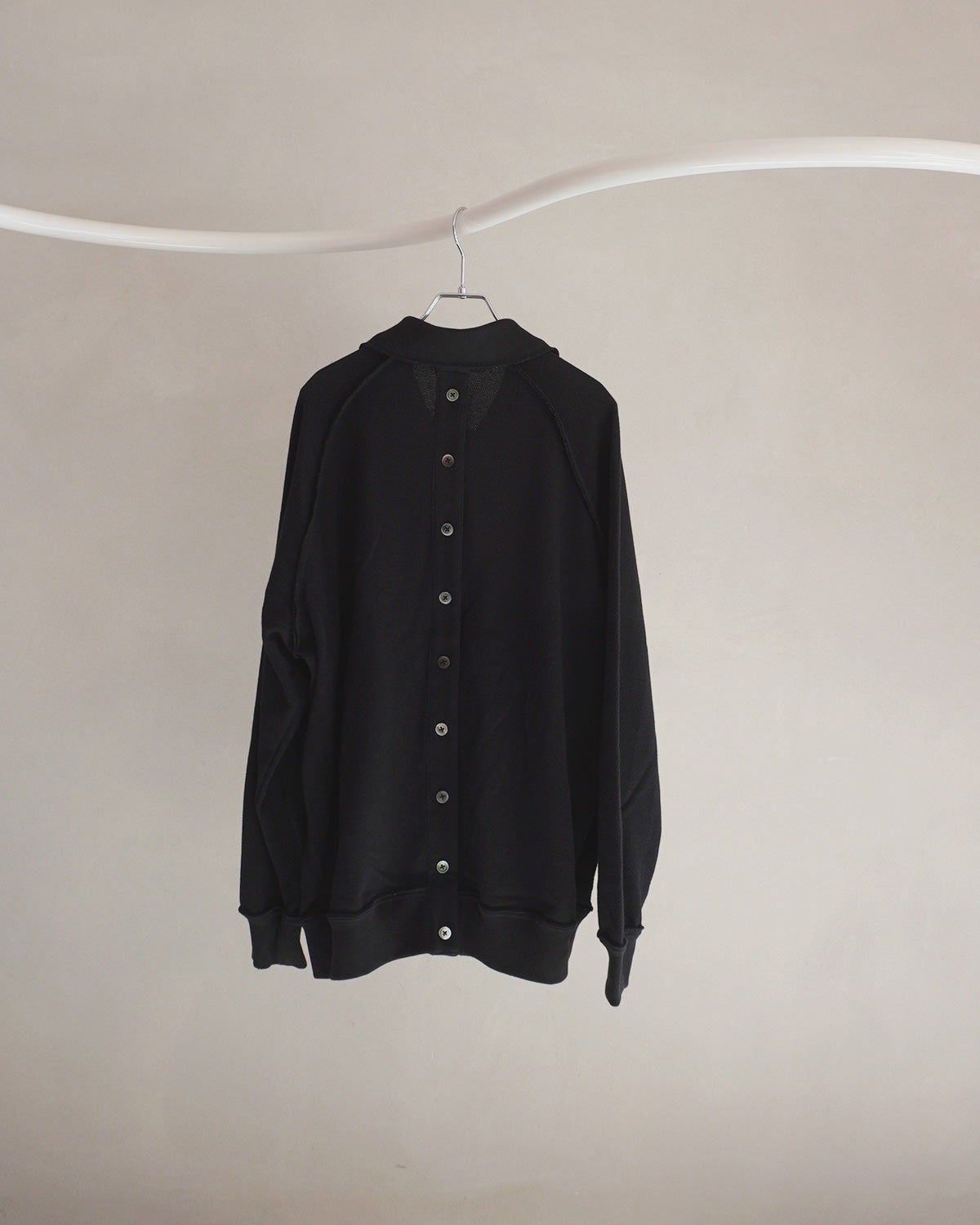Raw edge loose polo Black